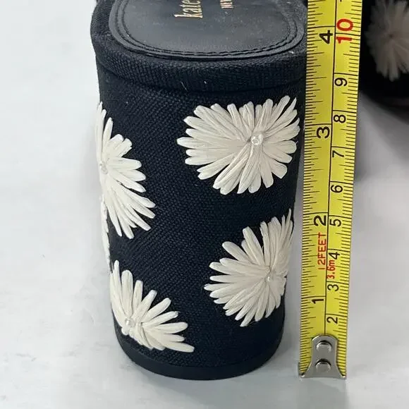 Kate Spade Ibiza Pom Pom Floral Platform Sandal Black/White Women's 7B - Picture 9 of 11